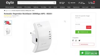 
                            10. Roteador Repetidor Multilaser 300Mbps WPS - RE051 - Ibyte