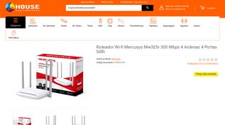 
                            7. Roteador Wi-fi Mercusys Mw325r 300 Mbps 4 Antenas 4 Portas 5dBi ...