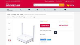 
                            10. Roteador Wireless Mw301r 300mbps 2 Antenas Mercusys - Ricopeças