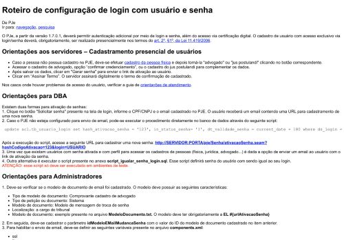 
                            10. Roteiro de configuração de login com usuário e senha - PJe - CNJ