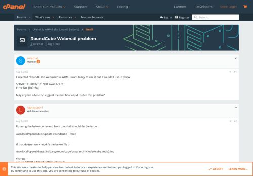 
                            11. RoundCube Webmail problem | cPanel Forums