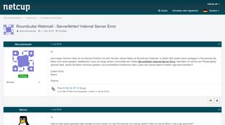 
                            10. Roundcube Webmail - Serverfehler! Internal Server Error - Sonstige ...