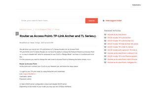 
                            12. Router as Access Point: TP-Link Archer and TL Series : CUJO LLC