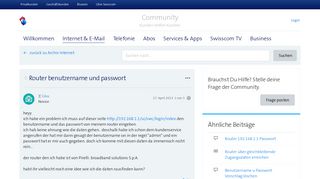 
                            8. Router benutzername und passwort | Swisscom Community