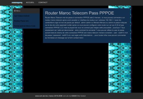 
                            11. Router Maroc Telecom Pass PPPOE