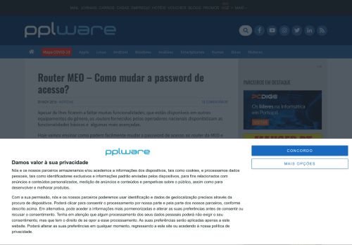 
                            7. Router MEO - Como mudar a password de acesso? - Pplware - Sapo
