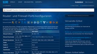 
                            1. Router- und Firewall-Ports konfigurieren - Blizzard-Kundendienst