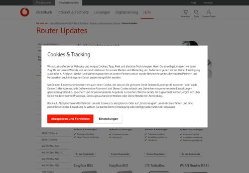 
                            4. Router-Updates & Bedienungsanleitungen für Ihr Gerät - Vodafone