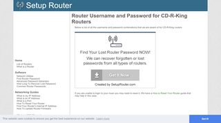 
                            4. Router Username and Password for CD-R-King Routers - SetupRouter