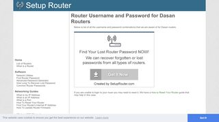 
                            8. Router Username and Password for Dasan Routers - SetupRouter