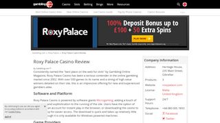 
                            10. Roxy Palace Casino Bonus + Free Spins for the UK - Gambling.com