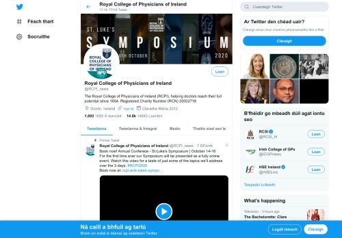 
                            12. Royal College of Physicians of Ireland (@RCPI_news) | Twitter