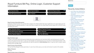 
                            8. Royal Furniture Bill Pay, Online Login, Customer Support Information