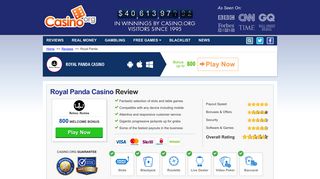 
                            10. Royal Panda™ Casino Review 2019 - £€$800 FREE Bonus!