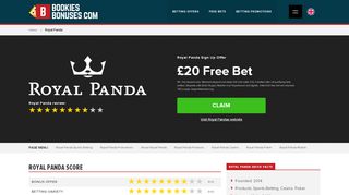 
                            7. Royal Panda Sign Up Offer » £20 Free bet » £100 Casino → Feb 2019