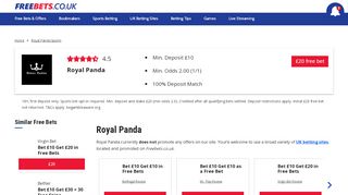 
                            12. Royal Panda Sports Free Bet - Claim £20 Bonus | Freebets.co.uk