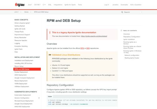 
                            7. RPM and DEB Setup - Apache Ignite