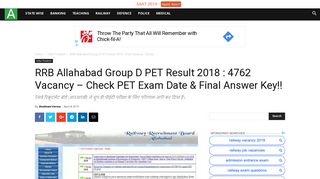 
                            9. RRB Allahabad Group D Answer Key 2018 : 4762 Vacancy – Answer ...