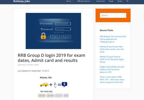 
                            4. RRB Group D login 2019 for exam dates, Admit card and results ...