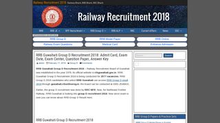 
                            7. RRB Guwahati Group D Recruitment 2018: Admit Card, Exam Date ...