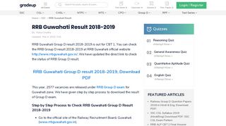 
                            8. RRB Guwahati Result 2018-2019: RRB Group D Result rrbguwahati ...