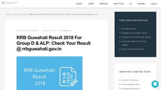 
                            5. RRB Guwahati Result 2018 For Group D & ALP: Check Your Result ...