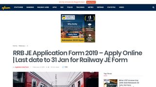 
                            8. RRB JE Application Form 2019 – Apply Online | Last date to 31 Jan for ...