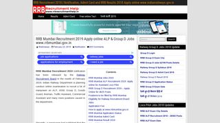 
                            11. RRB Mumbai Recruitment 2019 Apply online ALP & Group D Jobs ...