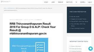 
                            8. RRB Thiruvananthapuram Result 2018 For Group D & ALP: Check ...