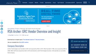 
                            10. RSA Archer: GRC Vendor Overview and Insight - eSecurity Planet