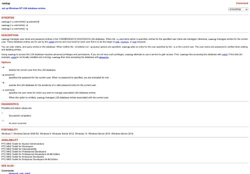 
                            11. rsetup -- set up Windows NT LSA database entries - MKS Toolkit