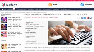 
                            10. RSGSM Recruitment 2018:Apply Online For 13 Assistant Accounts posts