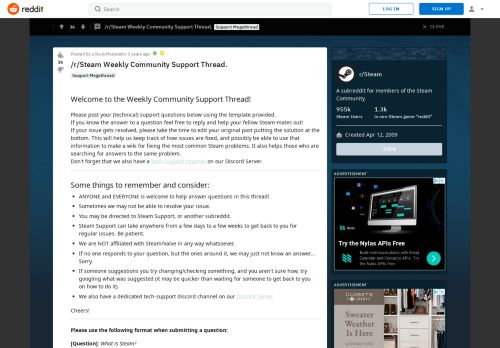 
                            4. /r/Steam Weekly Community Support Thread. : Steam - Reddit