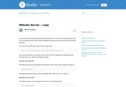 
                            6. RStudio Server - Logs – RStudio Support