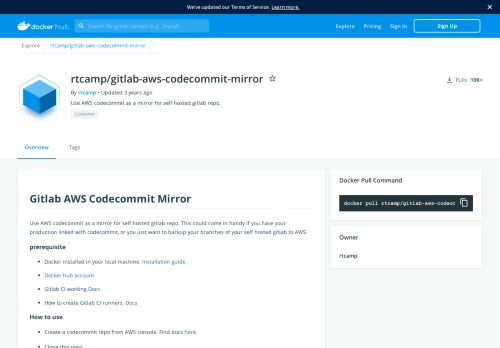 
                            9. rtcamp/gitlab-aws-codecommit-mirror - Docker Hub