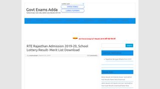 
                            12. RTE Rajasthan Admission 2019-20, School ... - Govt Exams Adda