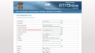 
                            11. RTI Online :: User Registration Form