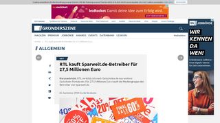 
                            4. RTL kauft Sparwelt.de-Betreiber für 27,5 Millionen Euro | Gründerszene
