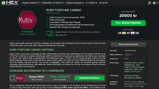 
                            6. Ruby Fortune Casino ᐈ Bonus: 20000 kr | Recension & Betyg