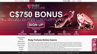 
                            4. Ruby Fortune Online Casino – $750 Free!