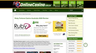
                            12. Ruby Fortune Online Casino Review - AU$750 FREE Bonus!