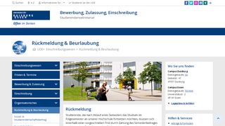 
                            3. Rückmeldung & Beurlaubung - an der Universität Duisburg-Essen