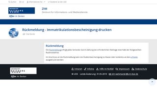 
                            6. Rückmeldung - Immatrikulationsbescheinigung drucken