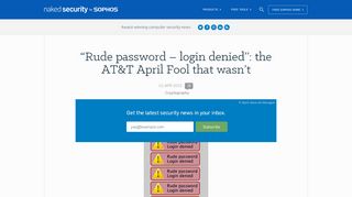
                            2. “Rude password – login denied”: the AT&T April Fool that wasn't ...