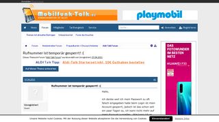 
                            7. Rufnummer ist temporär gesperrt! :( | Handy Forum - Mobilfunk-Talk ...