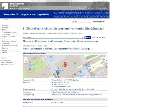 
                            12. Ruhr-Universität Bochum, Universitätsbibliothek [ISIL DE-294] - Suche ...