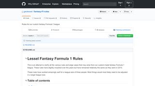 
                            10. Rules for our custom fantasy Formula 1 league - GitHub