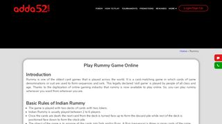 
                            3. Rummy Online | Play Indian Rummy Games at Adda52.com