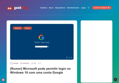 
                            12. [Rumor] Microsoft pode permitir login no Windows 10 com uma conta ...