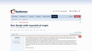 
                            4. Run Script with Launchd at Login | MacRumors Forums